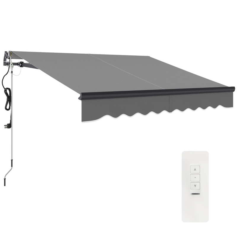 Best 2.5 x 2m Electric Awning with Remote Controller, Aluminium Frame DIY Retractable Awning, UV30+ Sun Shade Canopy for Garden Patio Deck Door Window, Dark Grey