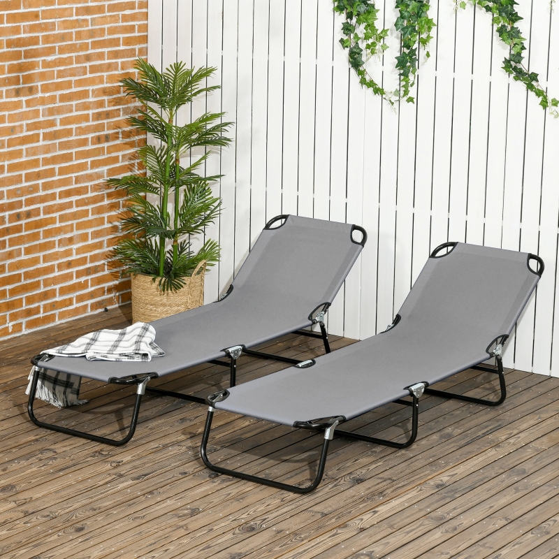 Best Folding Sun Loungers Set of 2, Outdoor Day Bed with 5-Position Adjustable Backrest, Portable Recliner Garden Chairs with Breathable Mesh for Beach, Patio, Dark Grey - Image 10