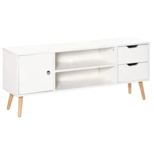 Best TV Stand for TVs up to 50", TV Console Cabinet with Open Storage Shelf and Drawers for Living Room, Entertainment Room and Bedroom, White