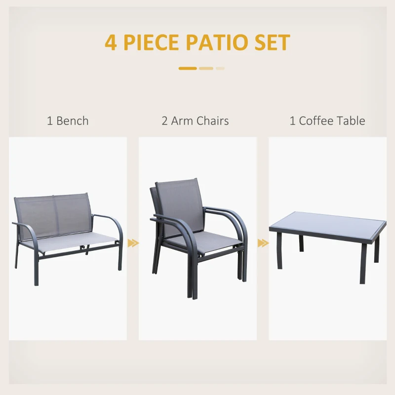 Best Four-Piece Minimal Garden Patio Set - Grey - Image 4