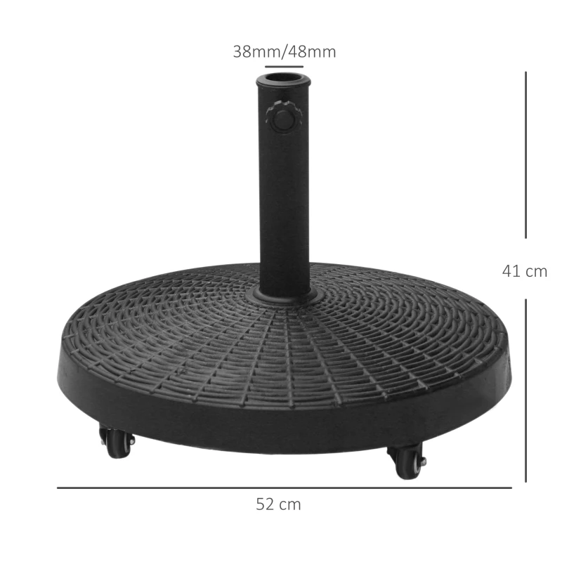 Best 22.7kg Resin Patio Parasol Base Umbrella Stand Weight Deck Garden Sunshade Holder Round w/ Wheels Brakes Outdoor - Image 3