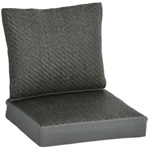 Best 2-Piece Back and Seat Cushion Pillows Replacement, Fabric and PE Rattan Patio Chair Cushions Set, Grey