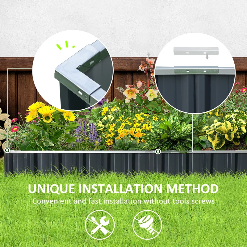 Best 645L Metal Raised Garden Bed, DIY Large Steel Planter Box, No Bottom w/ A Pairs of Glove for Backyard, Patio to Grow Vegetables, Herbs, and Flowers, 258cmx90cm - Image 5