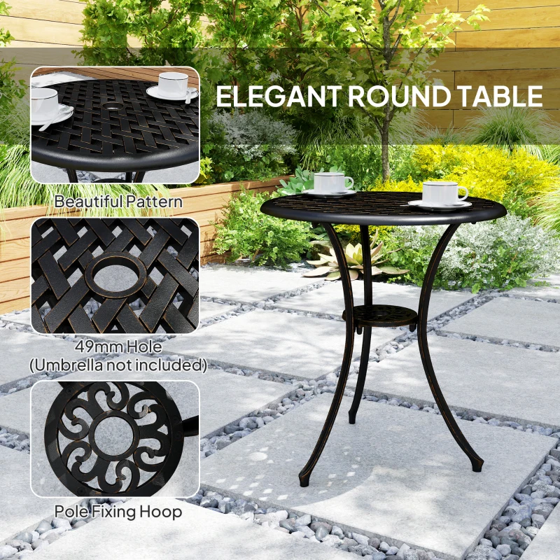 Best 3 Pieces Garden Dining Set for 2, Cast Aluminium Outdoor Dining Set with 2 Armchairs and Round Dining Table with Parasol Hole, Garden Furniture Set, Bronze Tone - Image 6