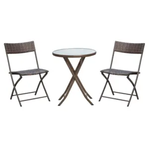 Best 2 Seater Wicker Rattan Bistro Set-Brown