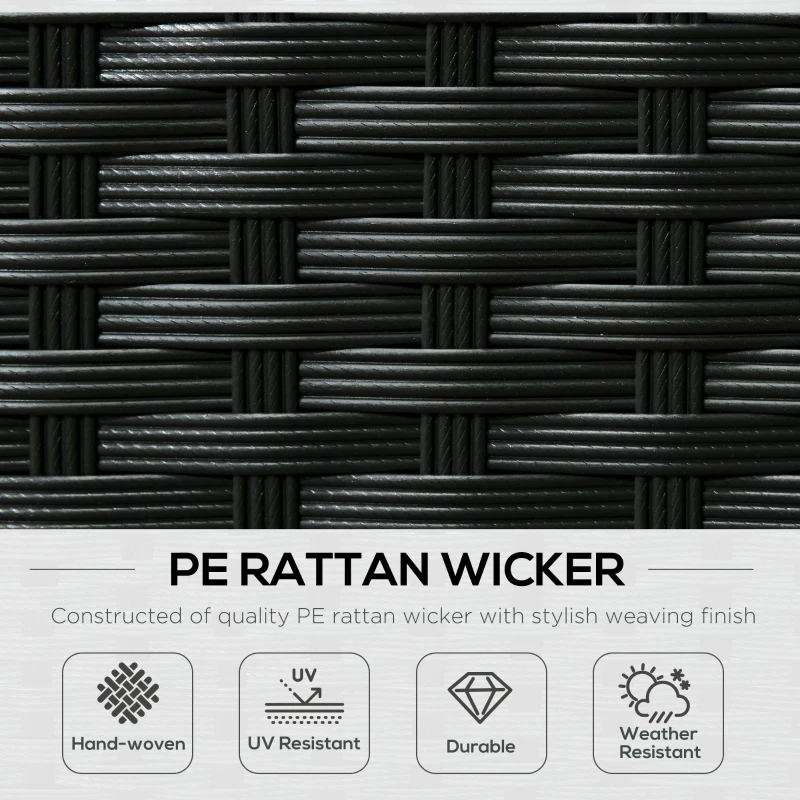 Best 8 Pieces PE Rattan Corner Sofa Set, Outdoor Garden Furniture Set, Patio Wicker Sofa Seater w/ Cushion, Washable Cushion Cover & Tempered Glass Table, Black - Image 4