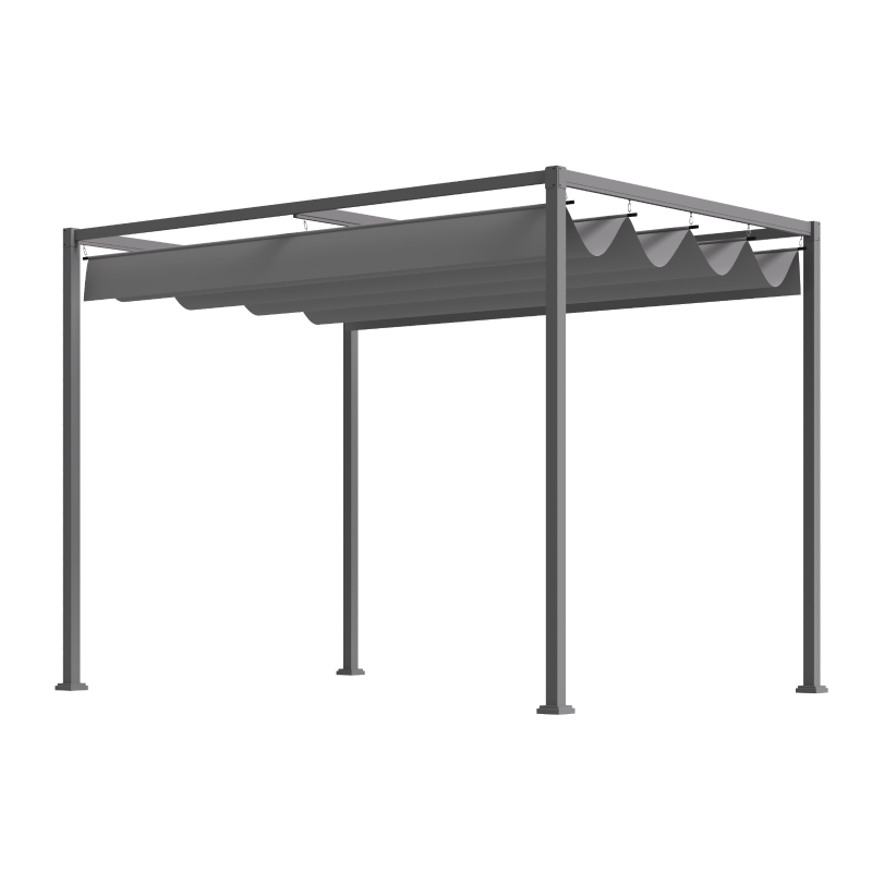 Best 3 x 2m Metal Outdoor Pergola with Retractable Roof, Outdoor Gazebo Canopy Shelter with Drainage Holes for Garden, Patio, Lawn, Grey - Image 13