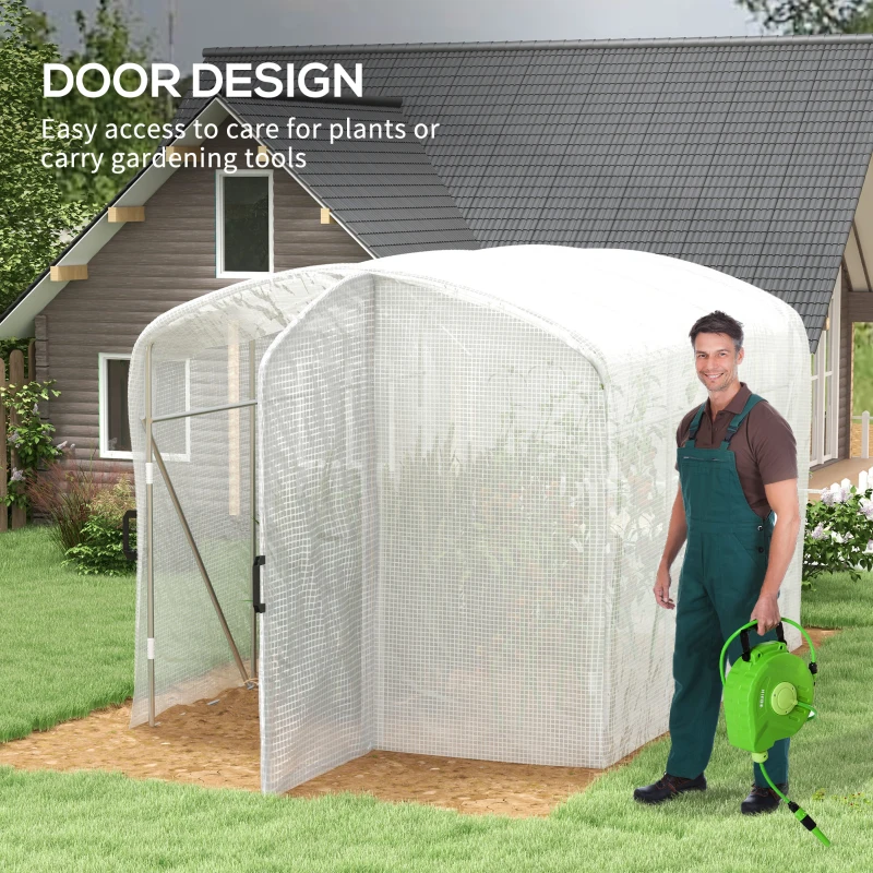 Best Polytunnel Greenhouse Walk-in Grow House with UV-resistant PE Cover, Door and Galvanised Steel Frame, 2 x 2 x 2m, White - Image 5