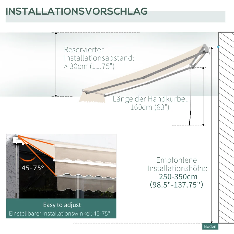Best Manual Retractable Awning, 3x2.5 m-Ivory White - Image 8