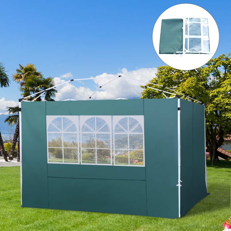 Best 3 Meters Gazebo Replaceable Exchangeable Side Panel Wall Panels Walls With Window, Dark Green - Image 10