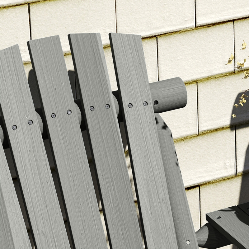 Best Wood Patio Chair Bench 2 Seats w/ Centre Coffee Table, Garden Bench, Grey - Image 9