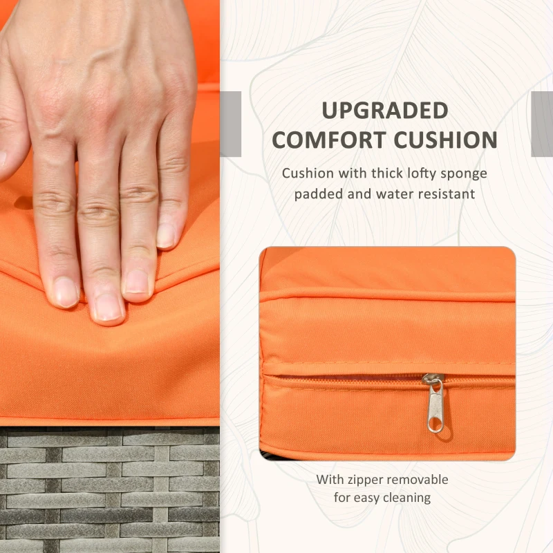 Best 3 Pieces Rattan Bistro Set, Wicker Garden Furniture Set with Storage Coffee Table and Chairs, Thickened Cushions for Outdoor, Patio, Balcony, Orange - Image 6