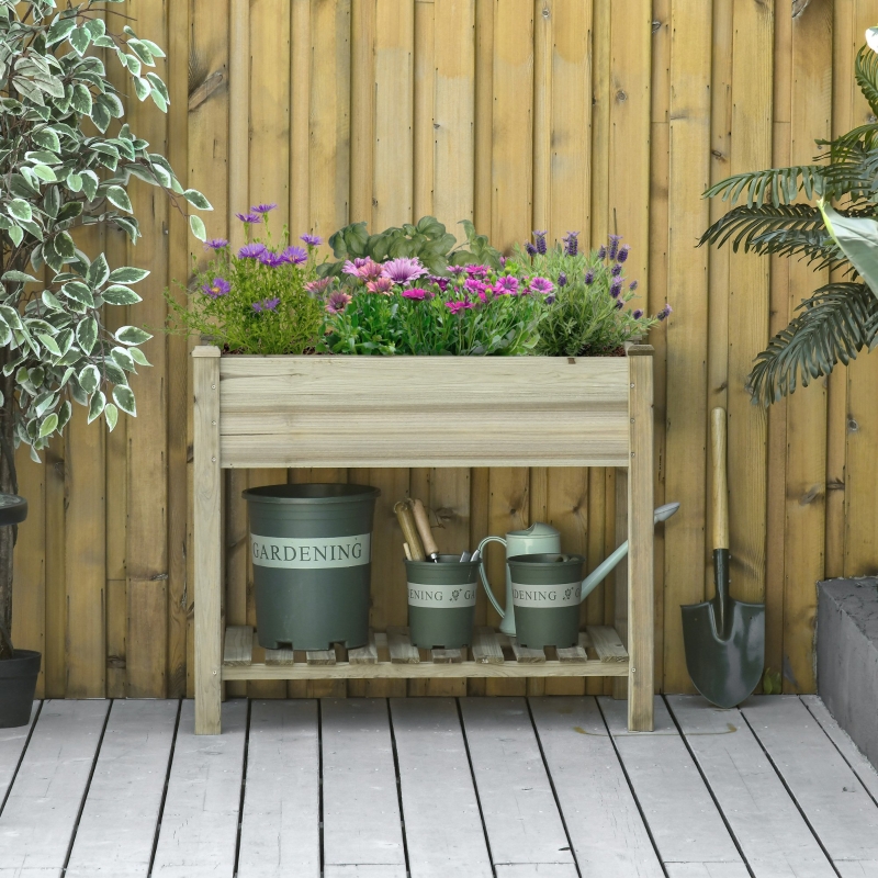 Best Garden Wooden Planters, Raised Garden Bed with Legs and Storage Shelf Elevated Wooden Planter Box - Image 11