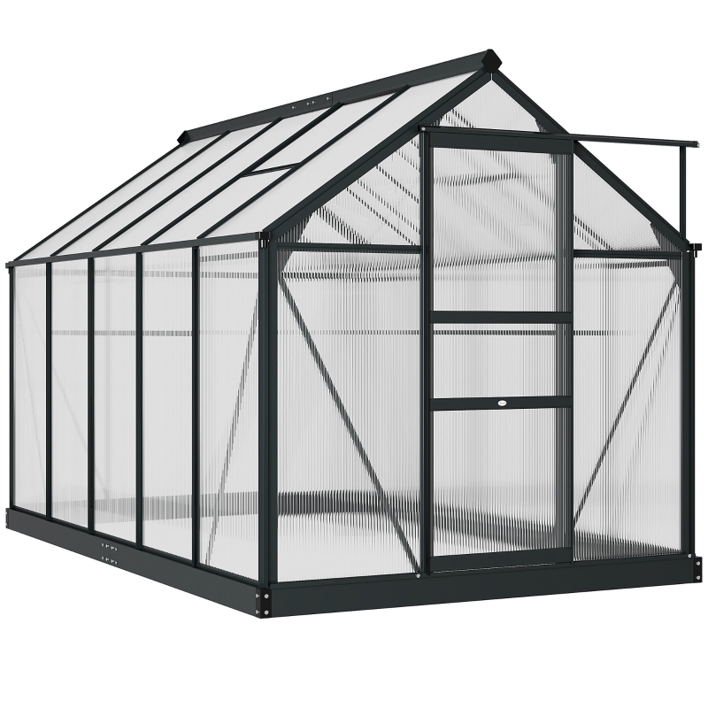 Best 6 x 10ft Polycarbonate Greenhouse, Large Walk-In Green House with Slide Door and Window, Garden Plants Grow House with Aluminium Frame and Foundation, Grey - Image 12