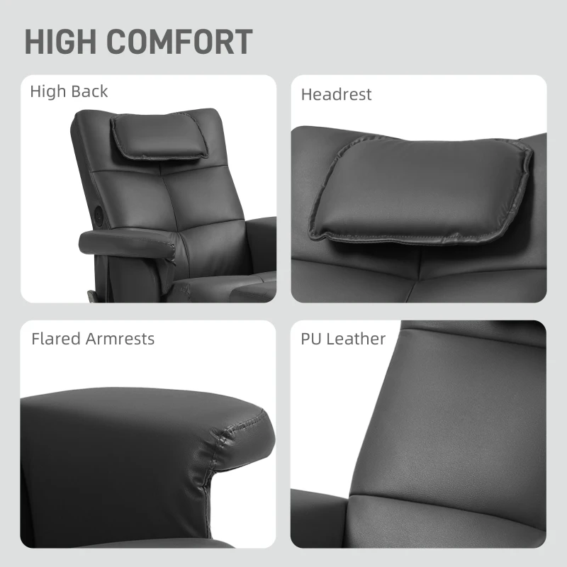 Best Faux Leather Massage Recliner Chair, with Storage Ottoman - Black - Image 8