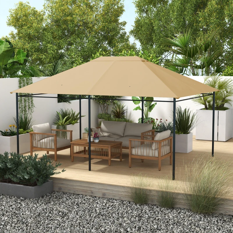 Best 3 x 4m Gazebo Canopy Replacement Cover, Gazebo Roof Replacement (TOP COVER ONLY), Khaki - Image 2