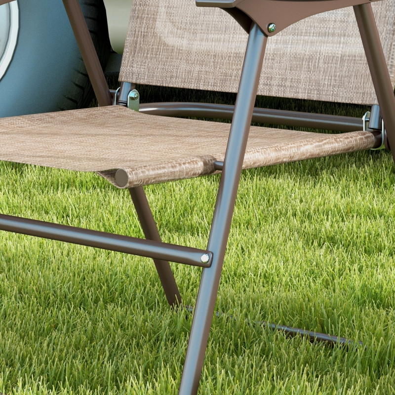 Best Set of Two Folding Garden Chairs, with Fabric Mesh Seats - Mixed Brown - Image 9