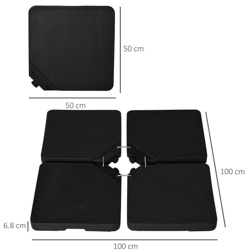 Best Four-Piece Plastic Cantilever Parasol Base - Black - Image 3