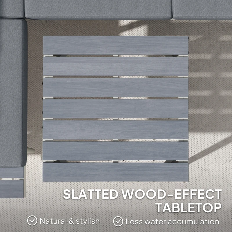 Best 3 Piece Garden Furniture Set with 5-Level Adjustable Lounger, L Shaped Garden Corner Sofa with Cushions, Mesh Seat, Slatted Wood-Grain Table, Outdoor Furniture Set for Conservatory, Grey - Image 8