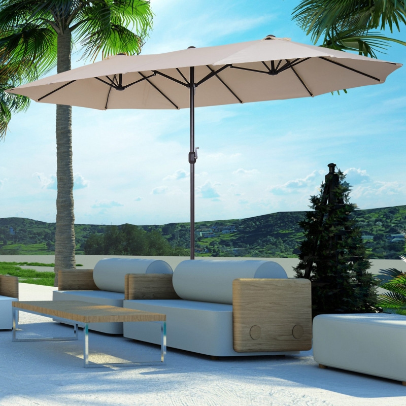 Best 4.6m Double-Sided Patio Parasol Sun Umbrella-Beige - Image 10