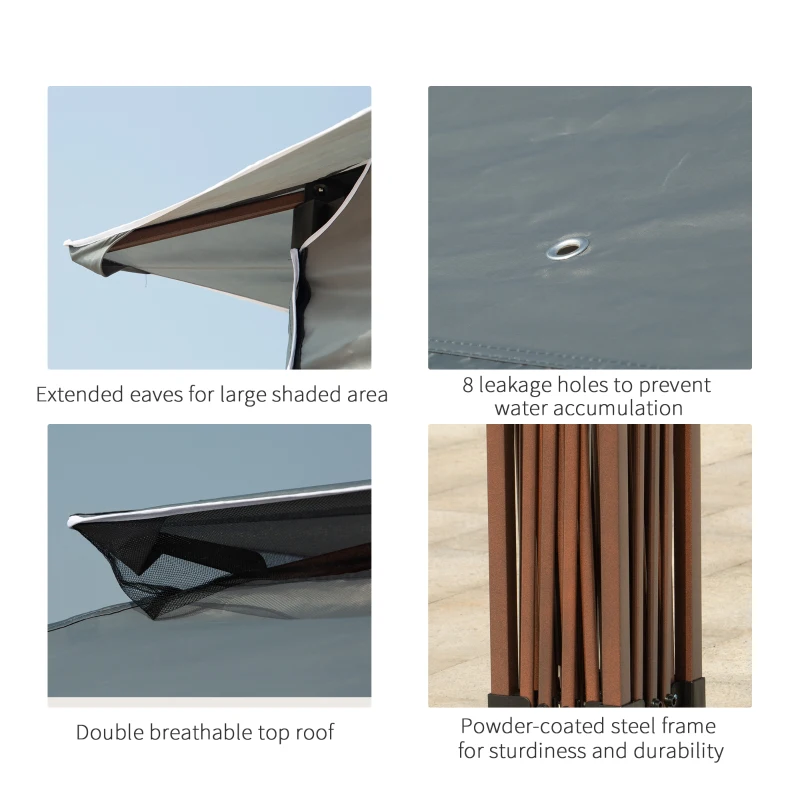 Best 3 x 3(m) Pop Up Gazebo, Double-roof Garden Tent with Netting and Carry Bag, Party Event Shelter for Outdoor Patio, Dark Grey - Image 5