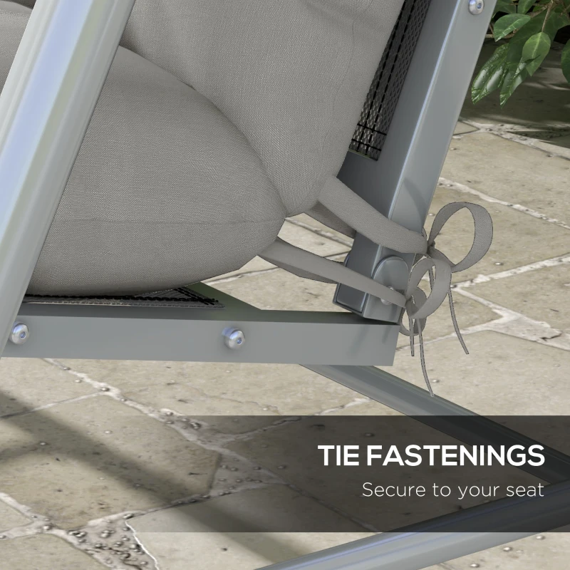 Best Back and Seat Cushion Replacement with 2 Pillows, Patio Chair Cushions Set with Ties, Light Grey - Image 5