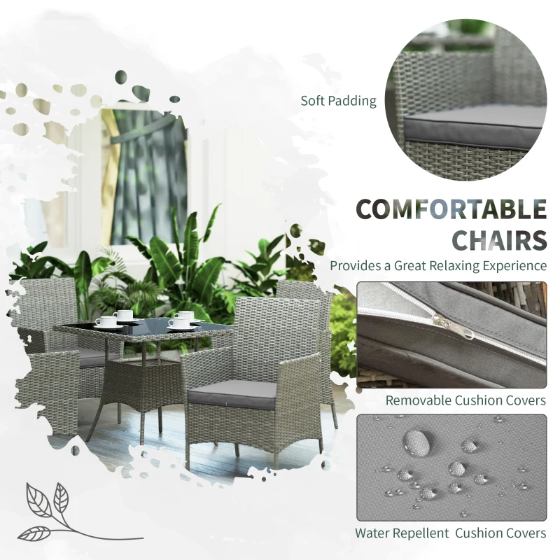 Best Five-Pieces Rattan Dining Set - Light Grey - Image 5