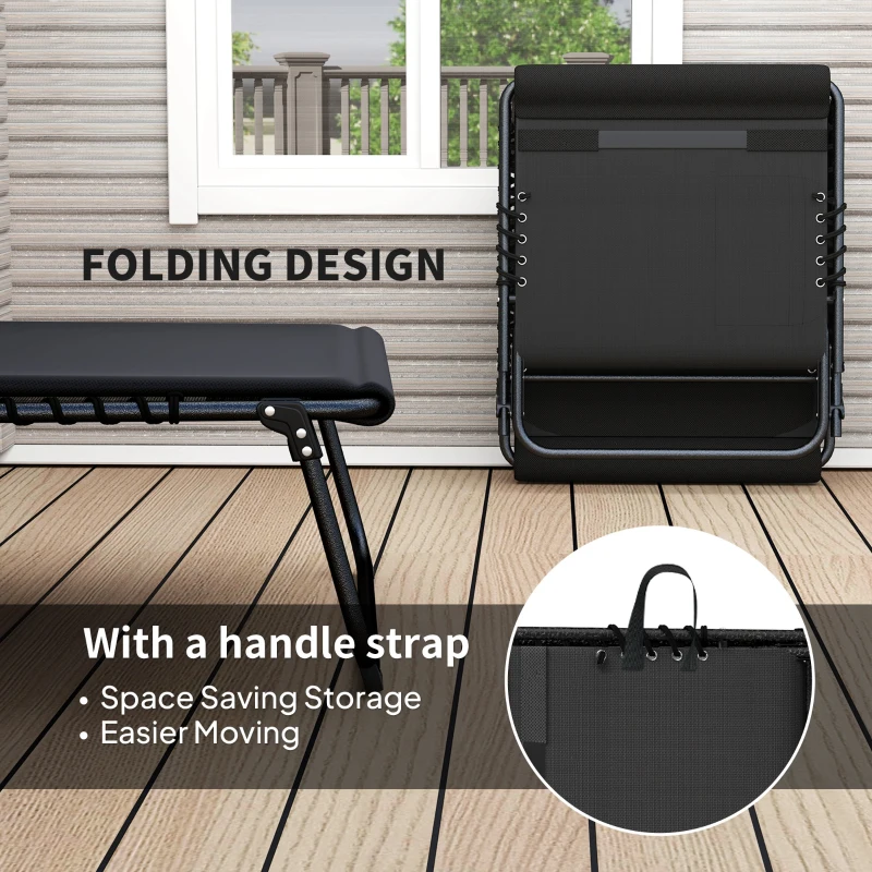 Best Folding Sun Loungers Set of 2, Recliner Garden Chairs with Quick Drying Pad Headrest Side Pocket, Garden Sun Loungers for Beach Pool, Black - Image 5