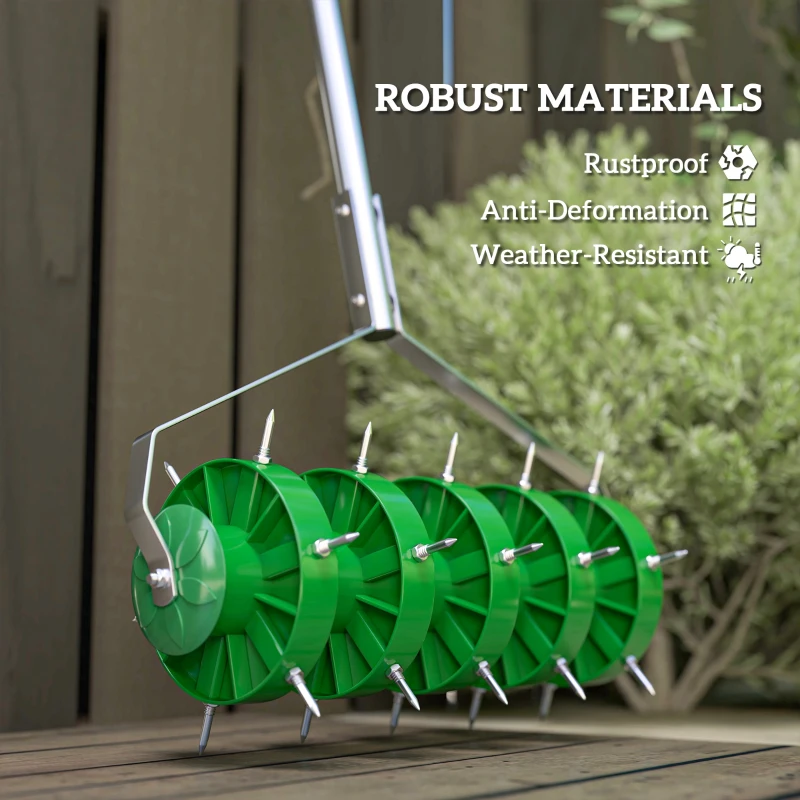 Best Rolling Lawn Aerator, Manual Grass Spike Roller, Heavy Duty Garden Aerator with 3 Piece Detachable Handle and T-bar Grip, Outdoor Garden Lawn Tool, Dark Green - Image 6