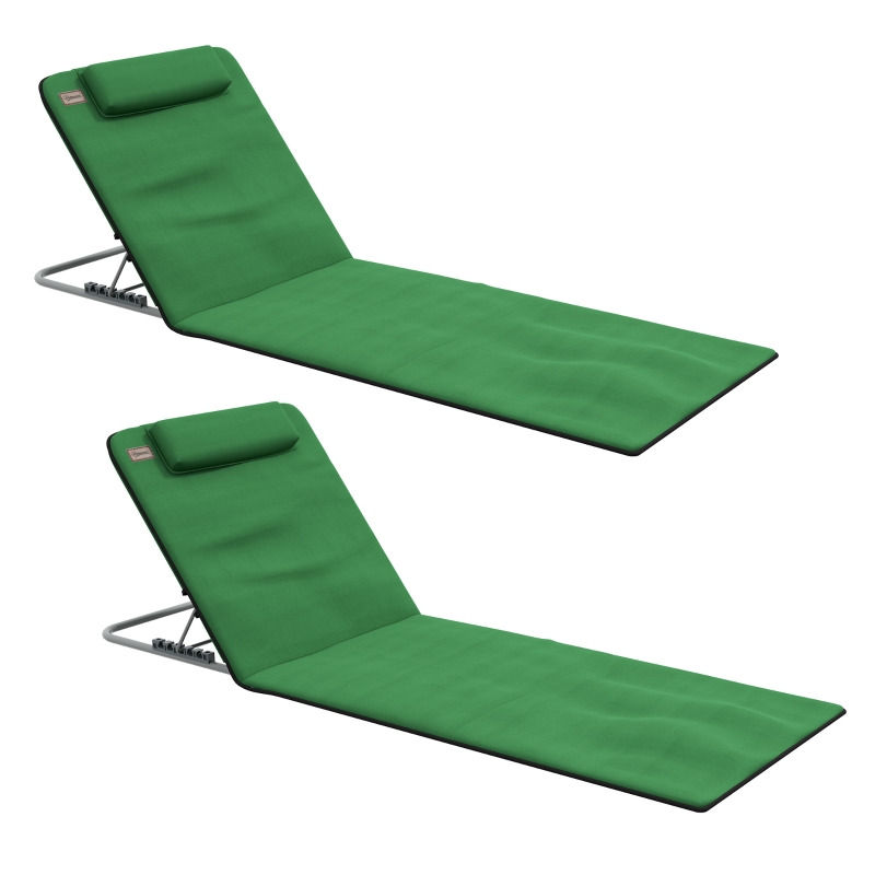 Best Set of Two Metal Frame Beach Chairs, with Reclining Backs - Green - Image 11