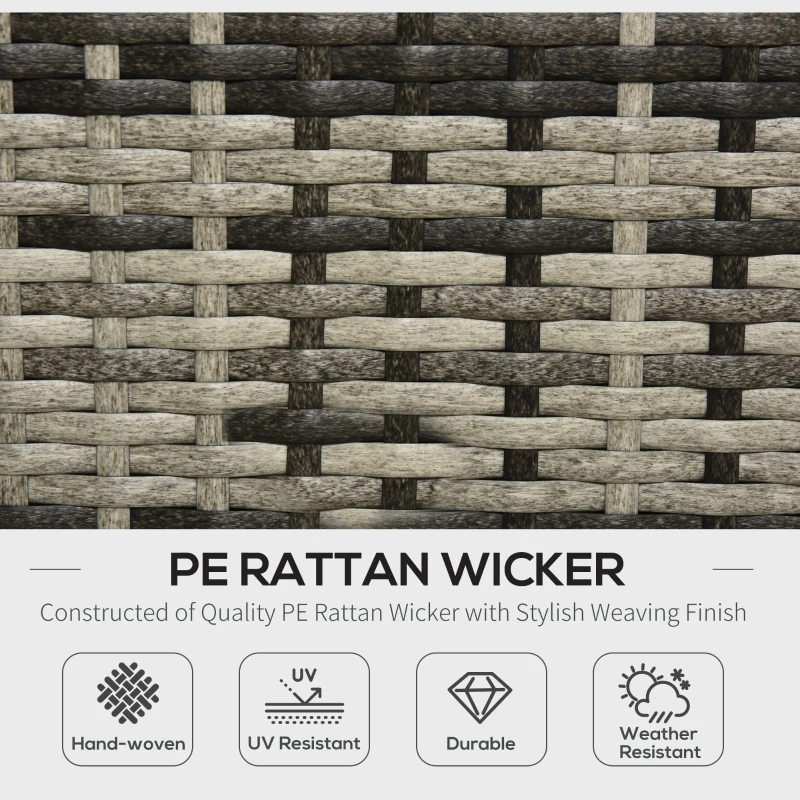 Best 4-Seater Rattan Sofa Set Wicker Sectional Furniture Cushion Grey Garden - Image 4