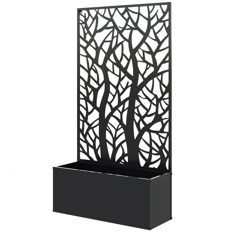 Best Outdoor Metal Planter, with Back Trellis - Black - Image 11