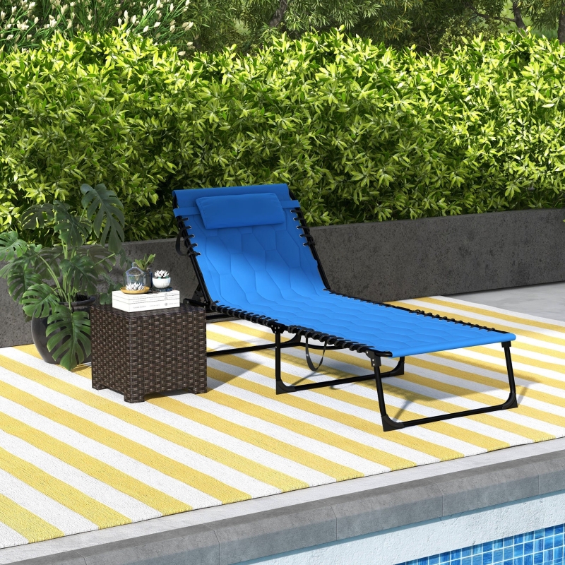 Best Padded Sun Lounger, with Five-Position Reclining Back - Blue - Image 10