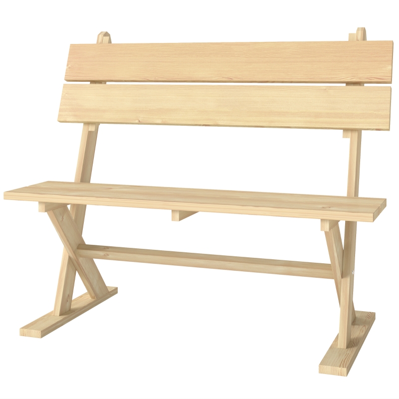 Best 2 Seater Wooden Garden Bench, Fir Wood Outdoor Bench, Garden Loveseat with Slatted Seat, Sloping Back and Wide Feet for Patio, Park, Natural Wood Finish - Image 11