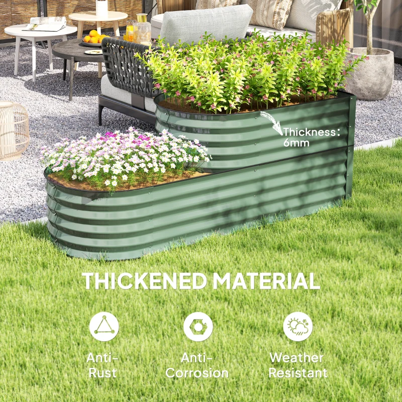 Best Two-Tier Galvanised Steel Garden Planter - Light Green - Image 5