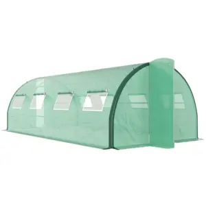Best Polyethylene Upgraded Structure Walk-in Polytunnel Greenhouse, 6 x 3(m), Green