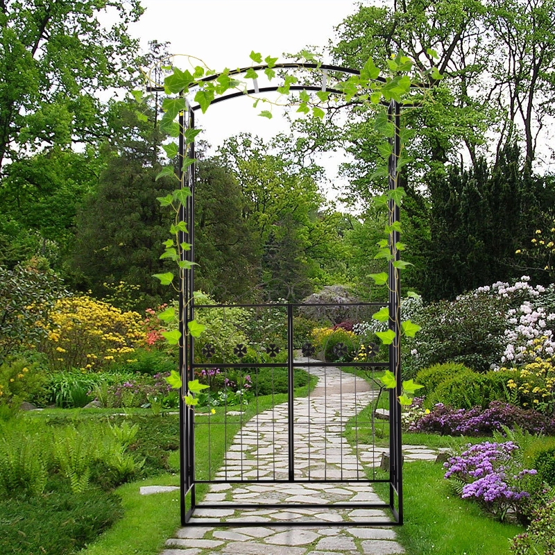Best Garden Outdoor Entrance Arch with Door Outdoor Patio Decoration for Rose Trellis Arbour Climbing Plant 131L x 49W x 200Hcm - Image 14