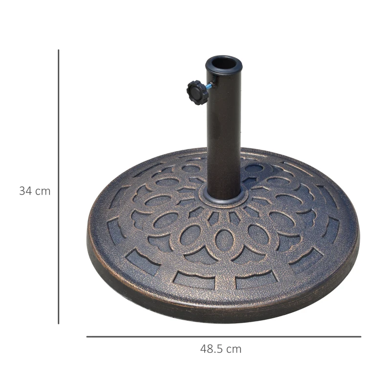 Best 14kg Round Garden Parasol Base Holder Decorative Resin Market Umbrella Stand with Adjustable Coupler, Bronze - Image 3