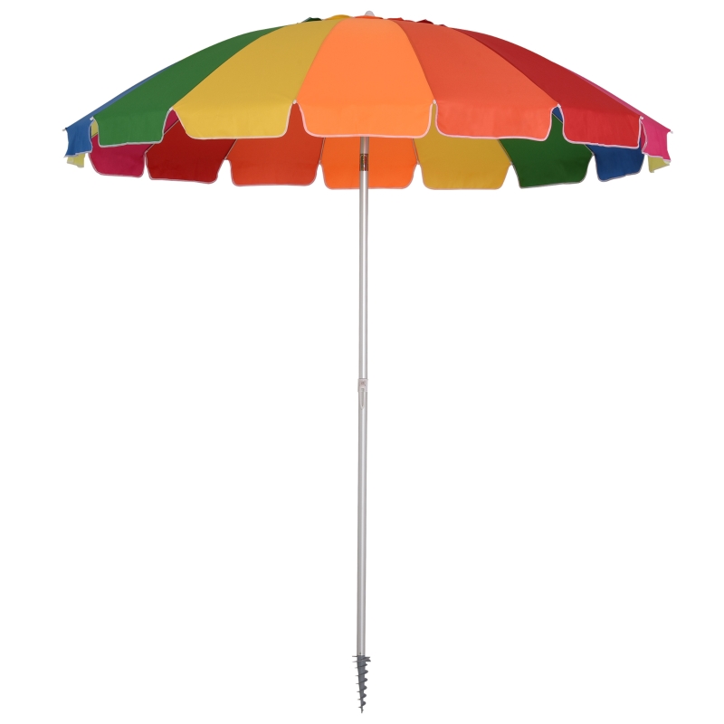 Best Arc. 2.4m Beach Umbrella with Sand Anchor, Outdoor Sun Shade Parasol with UV Protection, Adjustable Tilt, Carry Bag, Multicolour - Image 11