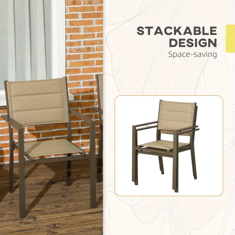 Best Set of Two Aluminium Stacking Garden Chairs - Khaki - Image 7
