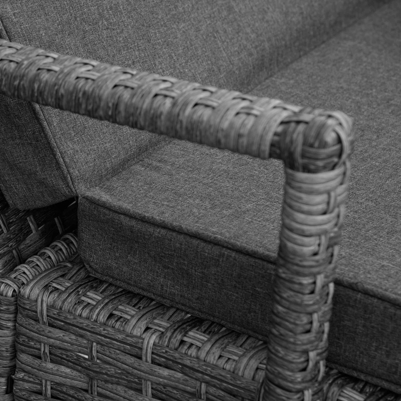 Best PE Rattan Sun Loungers set of 2 with Cushion, Outdoor 2 Pieces Garden Sunbed Furniture with 4-Level Recliner Backrest, and Armrest, Grey - Image 7