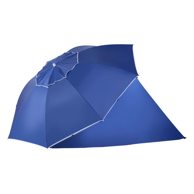 Best 2m UV Protection Fishing Beach Umbrella Brolly Shelter w/ Side Panel Tent Blue - Image 8