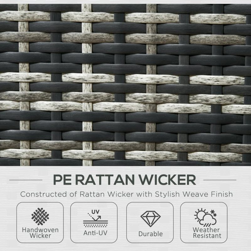 Best 6 Piece Rattan Garden Furniture Set, 8-Seater Outdoor Sofa Sectional with 3 Cushioned Loveseat 2 Footstools Table Grey - Image 5