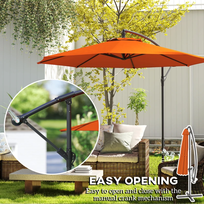 Best 2.45m Overhanging Cantilever Parasol, with Cross Base - Orange - Image 4