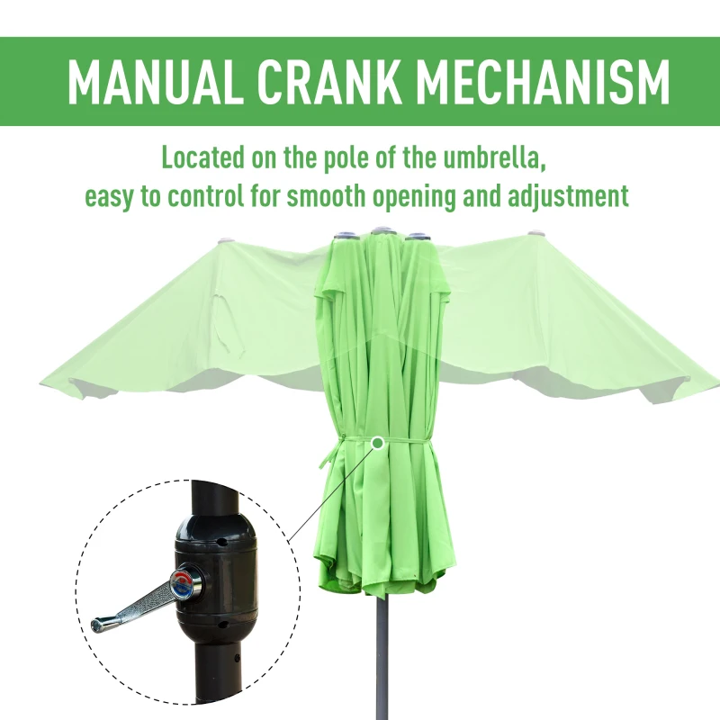 Best 4.6M Sun Umbrella Canopy Double-sided Crank Sun Shade w/ Cross Base Green - Image 5