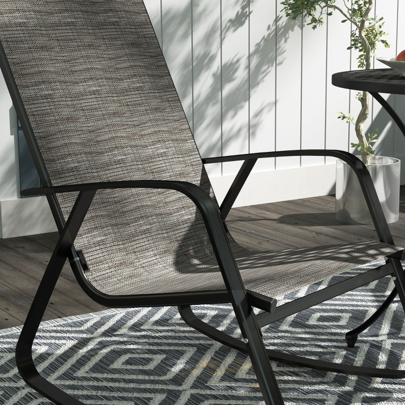 Best Garden Rocking Chairs Set of 2, Ergonomic Outdoor Rocking Chairs with Armrests, High Backrest, Steel Frame Relaxing Rocker Armchair Seats for Patio, Balcony, Porch, Light Brown - Image 9