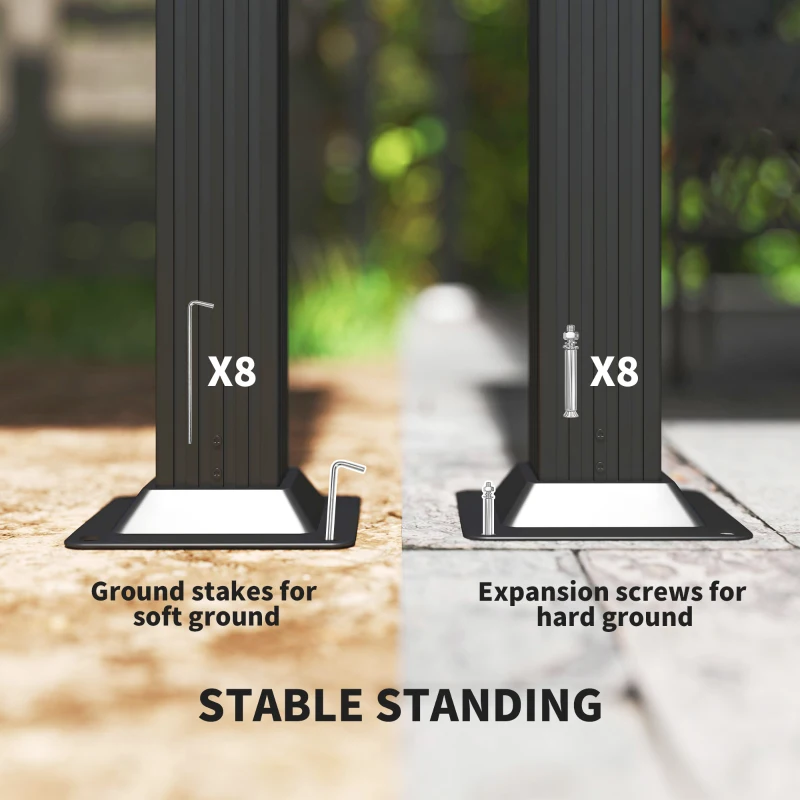 Best 3 x 4m Aluminium Pergola, with Retractable Roof - Grey/Khaki - Image 6