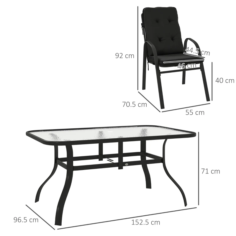 Best Seven-Piece Garden Dining Set with Cushions - Black - Image 3