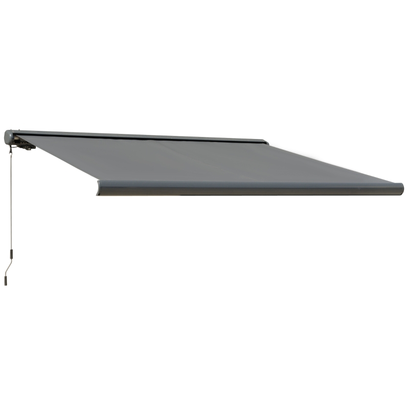 Best 3.5x3m LED Light Full Cassette Case Electric/Manual Awning Door Window Sun Shade Patio Canopy Retractable w/ Remote Grey - Image 11