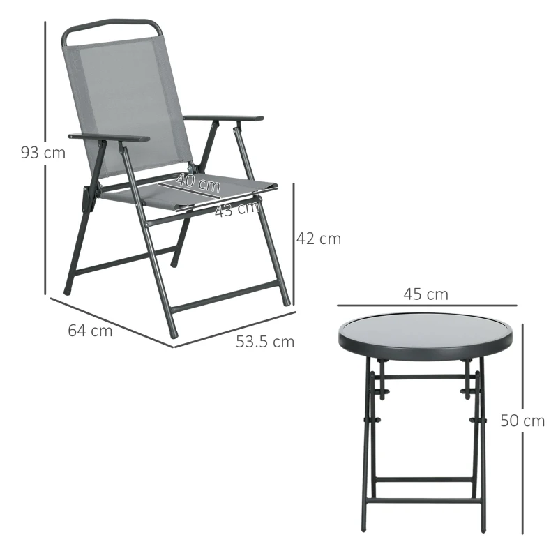 Best Three-Piece Garden Seat Set, with Glass-Top Table - Light Grey - Image 3